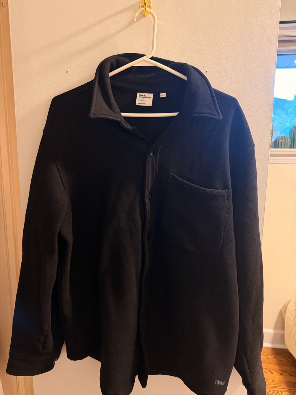 TNA Sweatfleece Black Button-Up Sweater Jacket